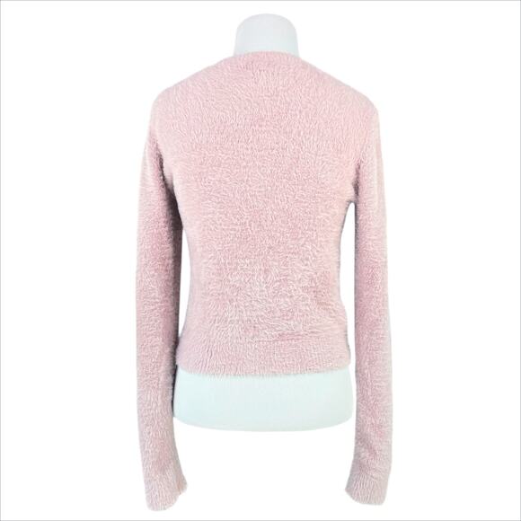 ARITZIA SUNDAY BEST Kitten Sweater in Blush Pink Sz S Furry Soft Eyelash Fringe - Picture 6 of 8